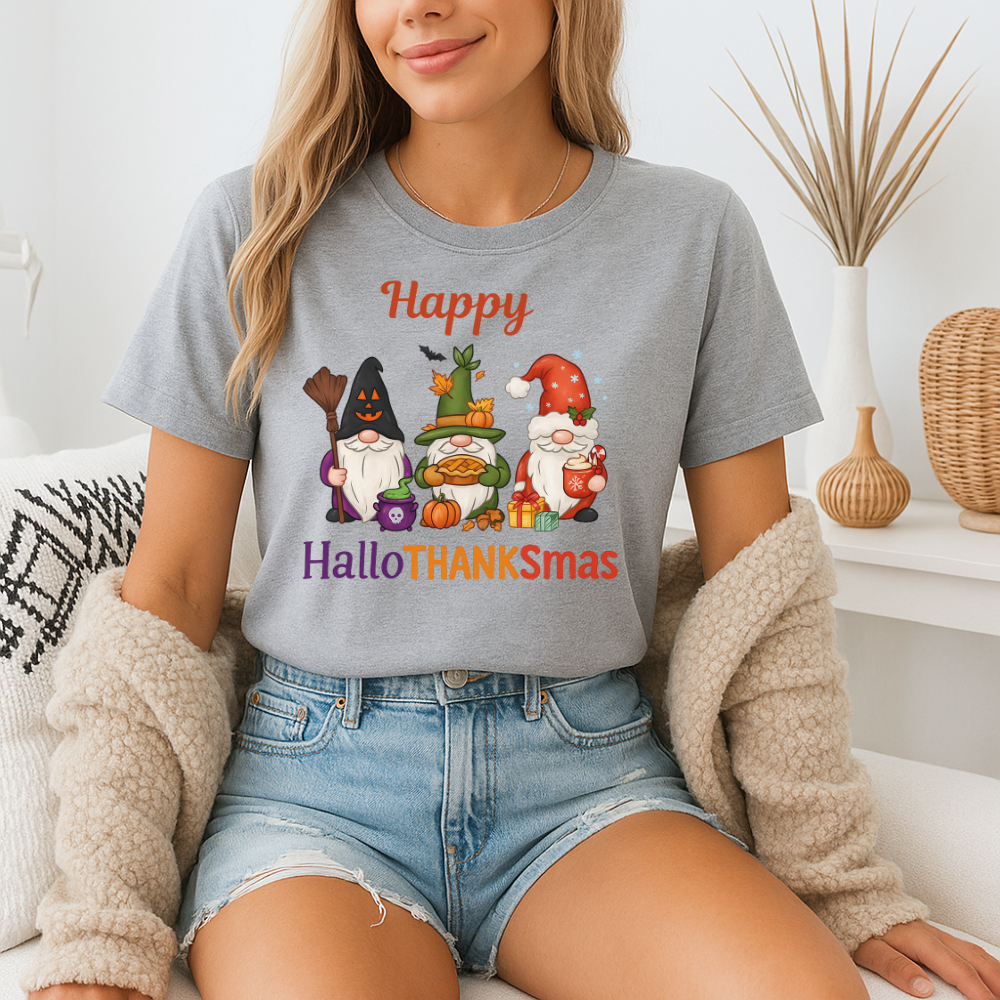 Happy HalloTHANKSmas Gnome Halloween, Thanksgiving, Christmas Shirt