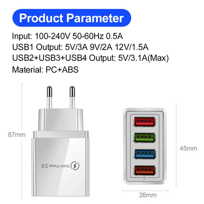 EU/US Plug USB Charger Quick Charge 3.0 For Phone Adapter