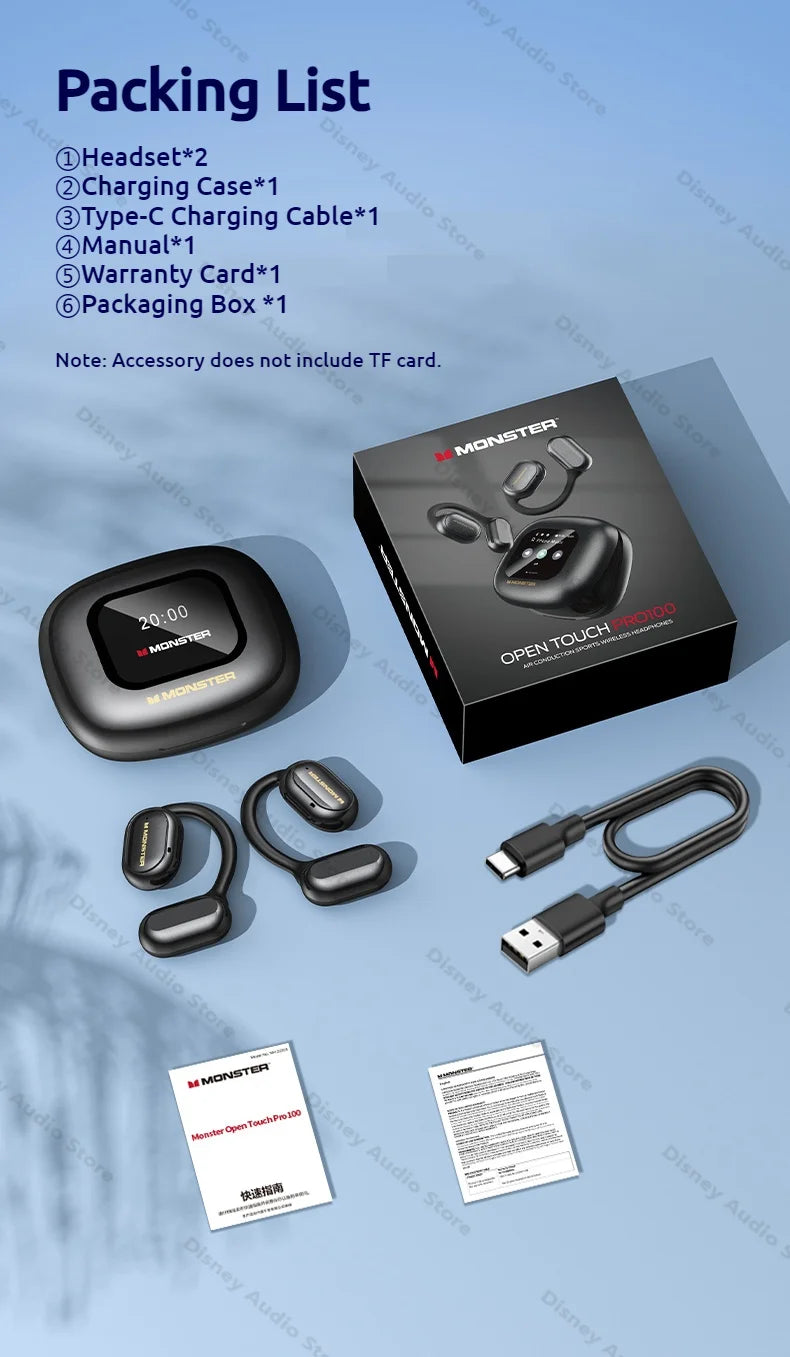 Wireless Open-Ear Sports Headphones – Bluetooth 5.4 + TF Card Support